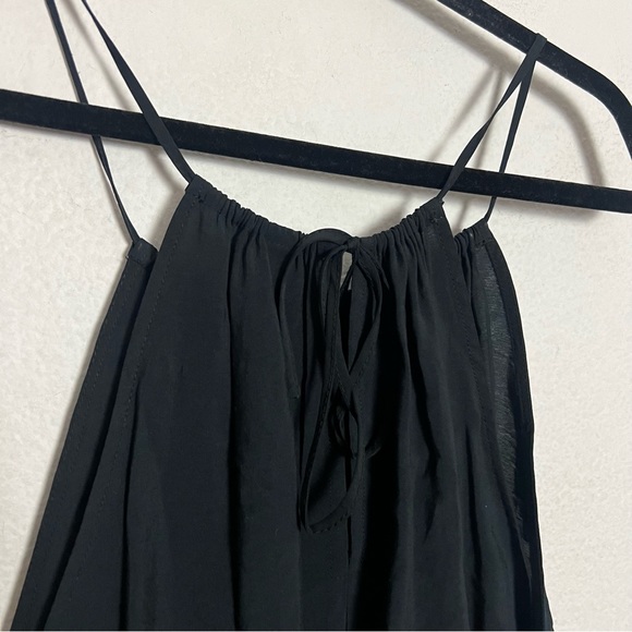 Zara Black Modal Halter Tie Ruched Crop Top Sleeveless Size XL - Picture 7 of 8
